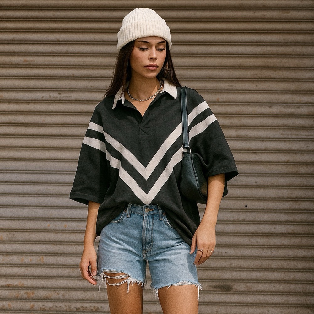 J. Blair Vintage Black and White Short Sleeve Polo Men's Size Large